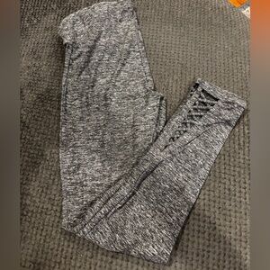 Gray Heathered Leggings with Lace-Up Detail size small